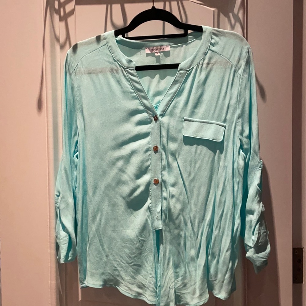 Aqua blue blouse